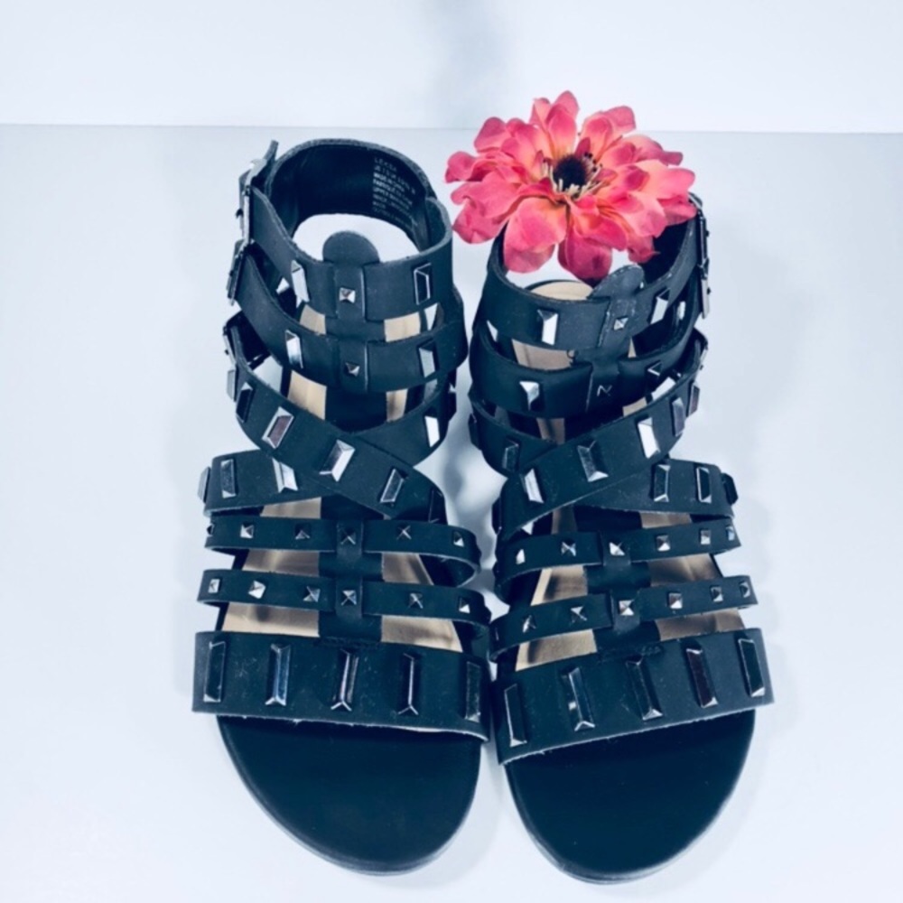 Black Gladiator Sandals Silver studs